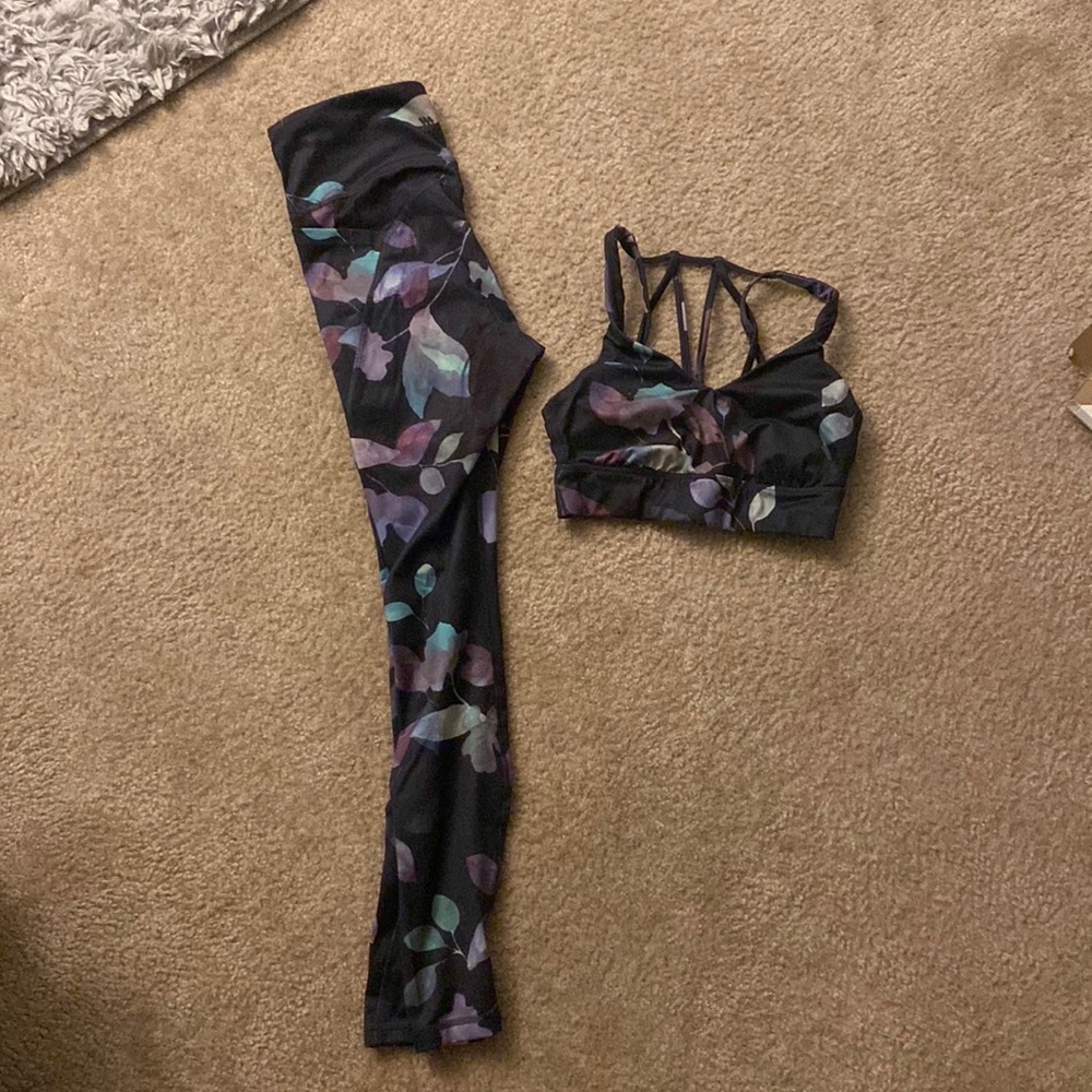 two piece floral work out set